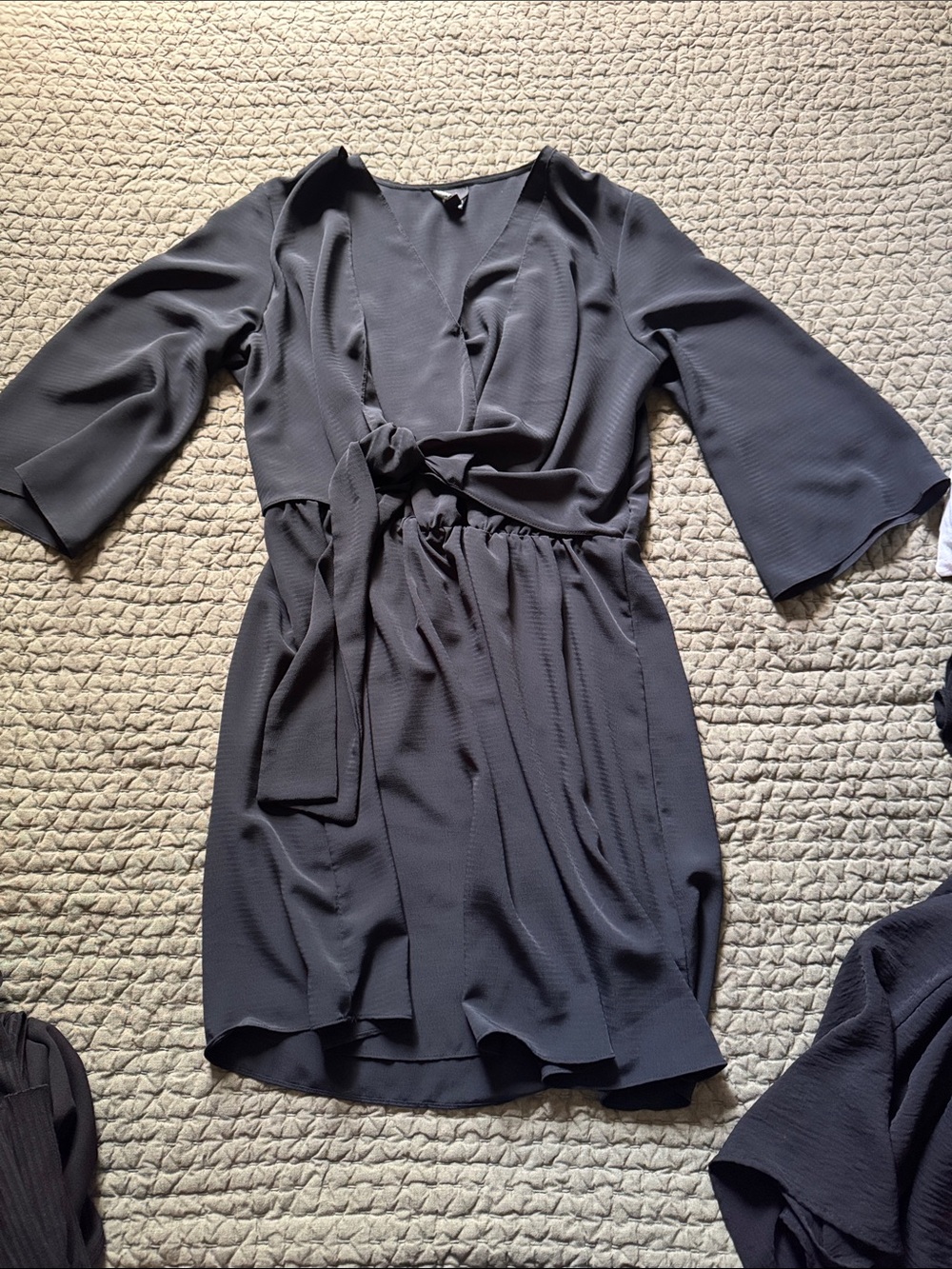 Sweet Claire Black Wrap Mini Dress